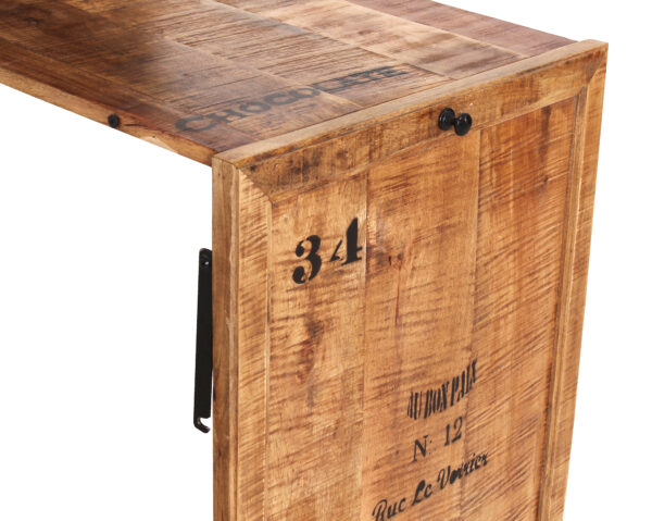 Rustic Wooden Kitchen Cabinet with Stools - Image 5
