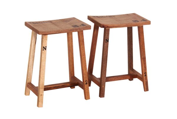 Rustic Wooden Kitchen Cabinet with Stools - Image 4