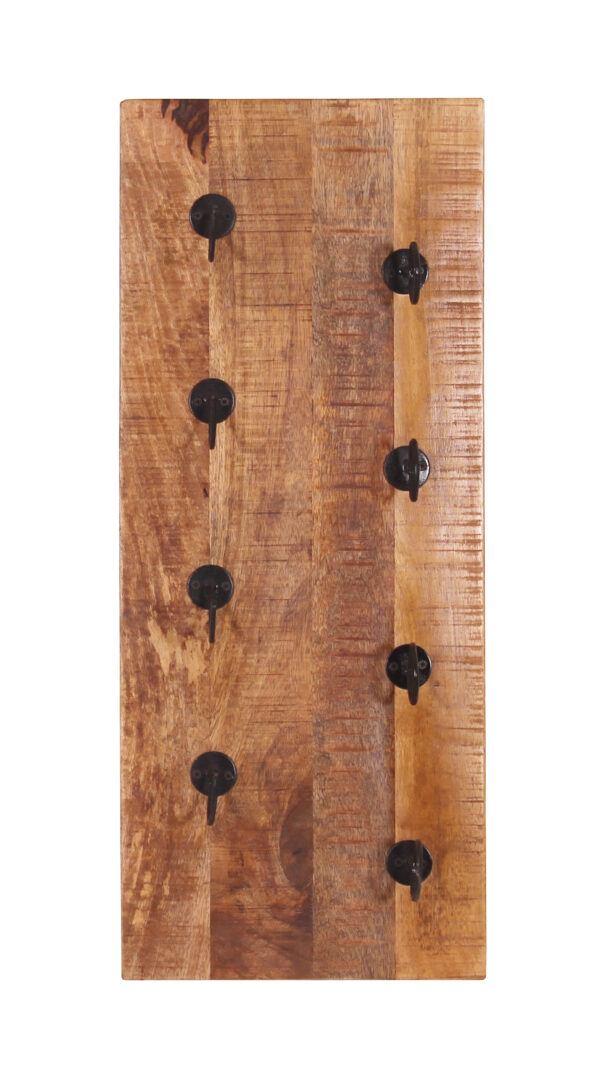 Rustic Wooden Wall Shelf with Hooks - Image 2