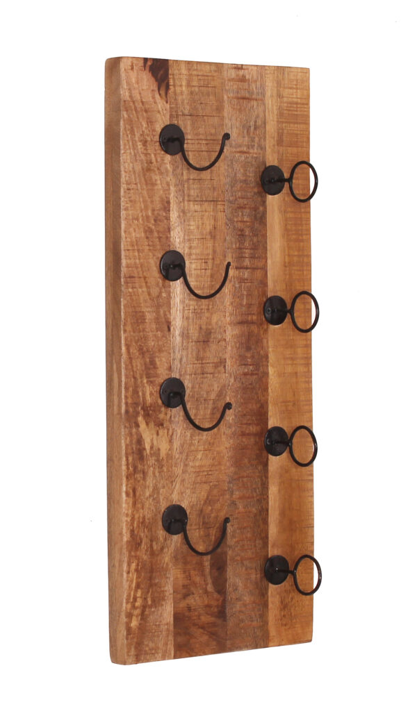 Rustic Wooden Wall Shelf with Hooks