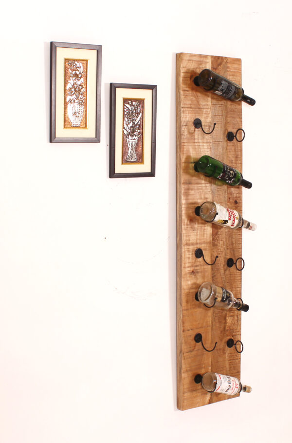 Rustic Wooden Wall Shelf – Wine Rack Style - Image 2