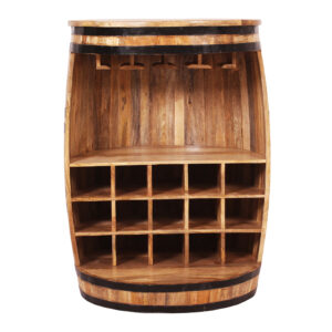 Rustic Barrel-Style Wooden Wine Rack