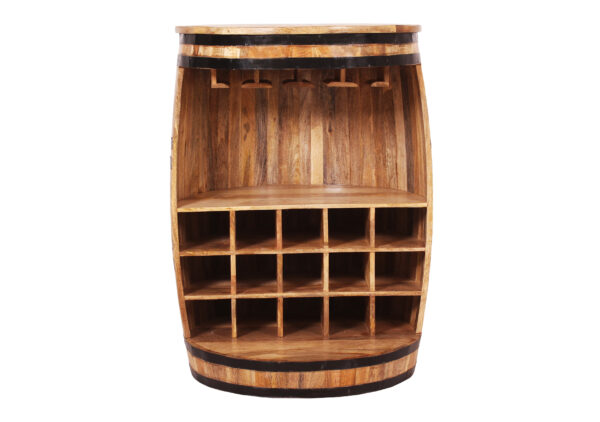 Rustic Barrel-Style Wooden Wine Rack