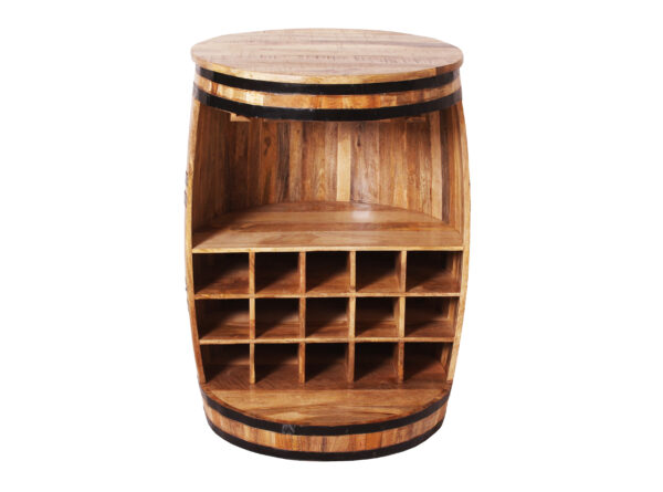 Rustic Barrel-Style Wooden Wine Rack - Image 2