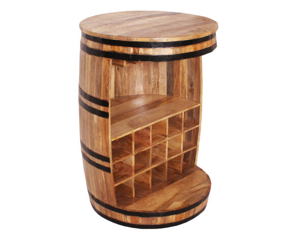 Rustic Barrel-Style Wooden Wine Rack - Image 3
