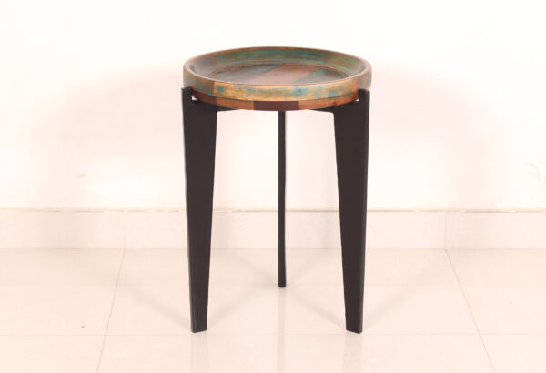 Round Wooden & Iron Stool