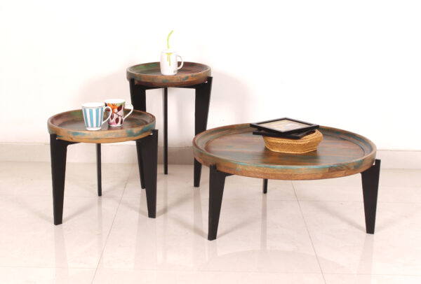 Round Wooden & Iron Stool - Image 3