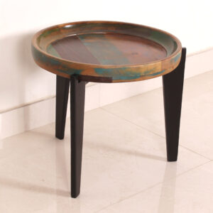 Low Round Wooden & Iron Stool