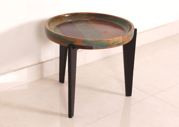 Low Round Wooden & Iron Stool