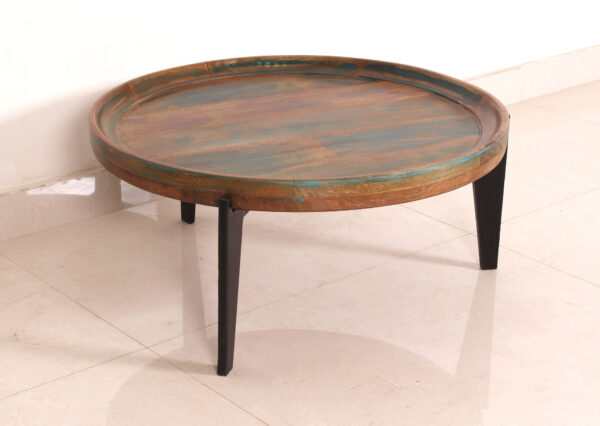 Wide Round Wooden & Iron Stool