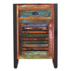 Rustic Wooden & Iron Bedside Cabinet