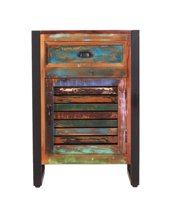 Rustic Wooden & Iron Bedside Cabinet