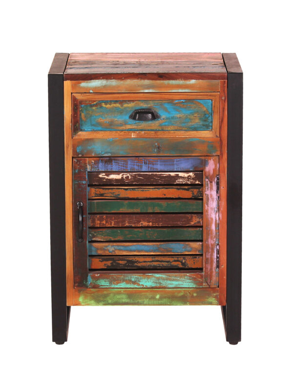Rustic Wooden & Iron Bedside Cabinet - Image 2