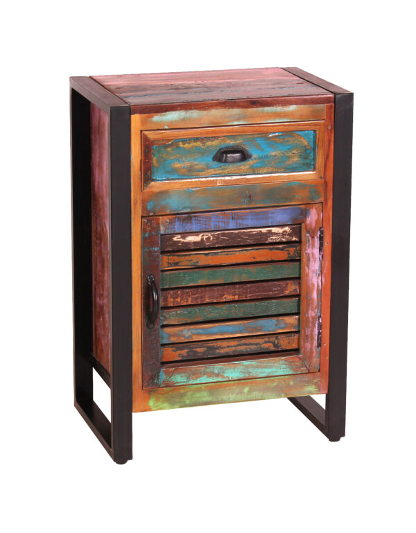 Rustic Wooden & Iron Bedside Cabinet - Image 3