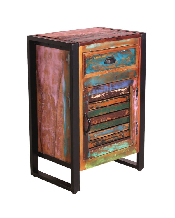Rustic Wooden & Iron Bedside Cabinet - Image 4
