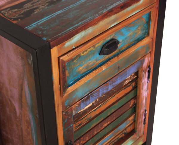 Rustic Wooden & Iron Bedside Cabinet - Image 5