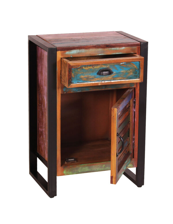 Rustic Wooden & Iron Bedside Cabinet - Image 6