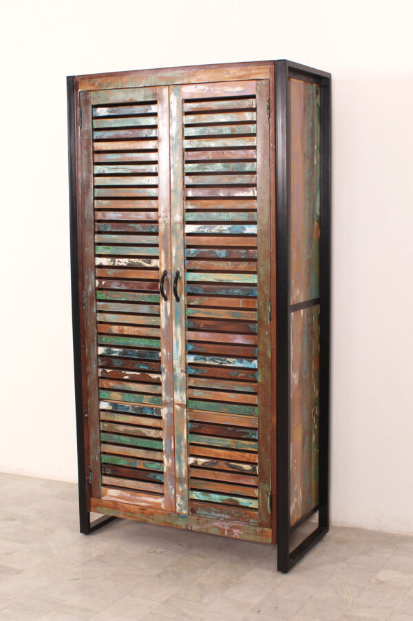 Tall Wooden & Iron Almirah - Image 2