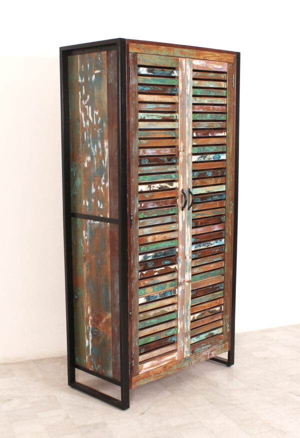 Tall Wooden & Iron Almirah - Image 3