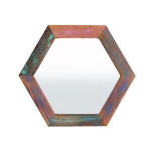 Hexagonal Wooden Mirror Frame