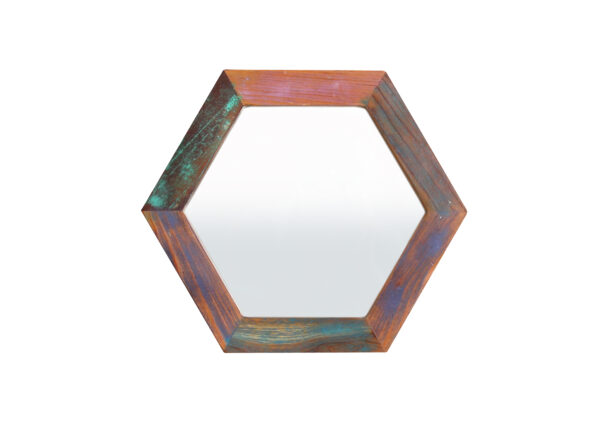 Hexagonal Wooden Mirror Frame