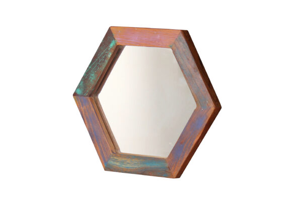 Hexagonal Wooden Mirror Frame - Image 2