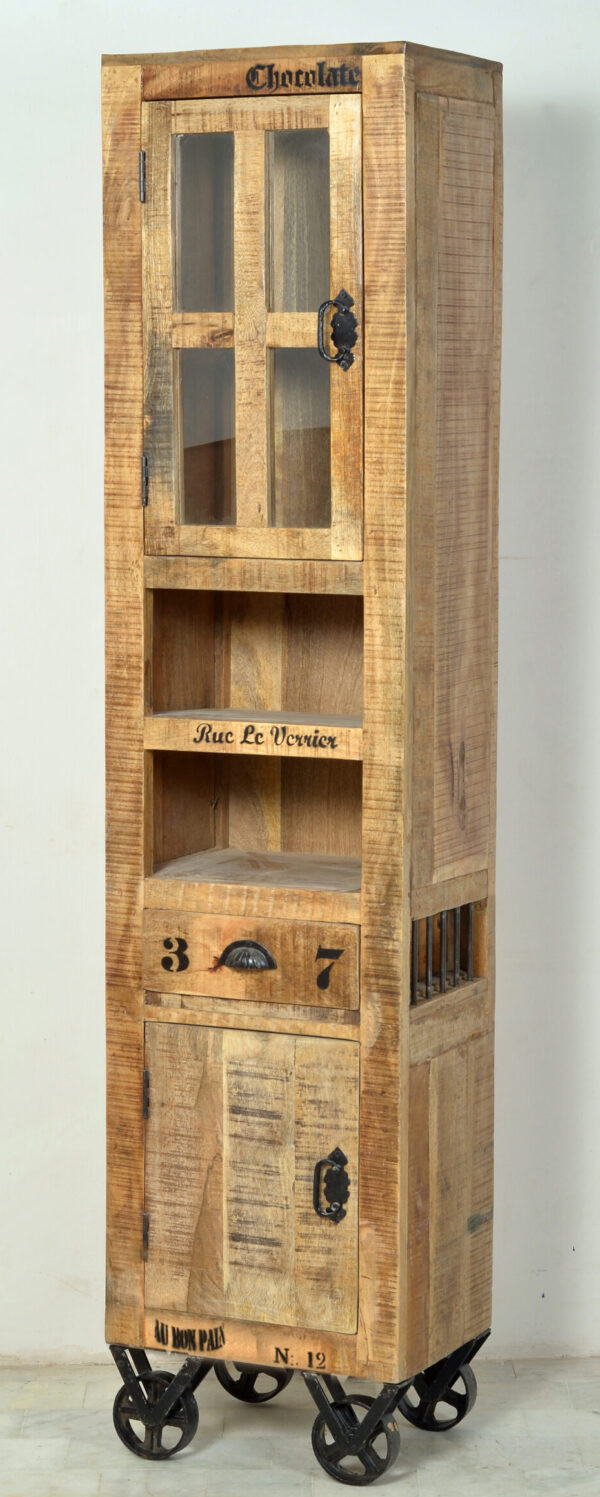Rustic Wooden & Iron Kitchen Storage Cabinet - Image 2
