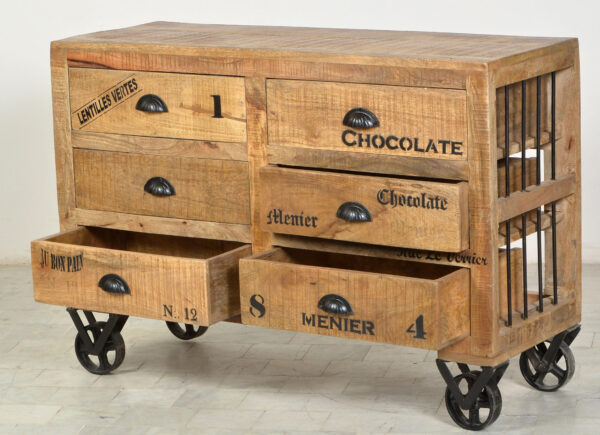 Rustic Wooden & Iron Chest of Drawers - Image 3