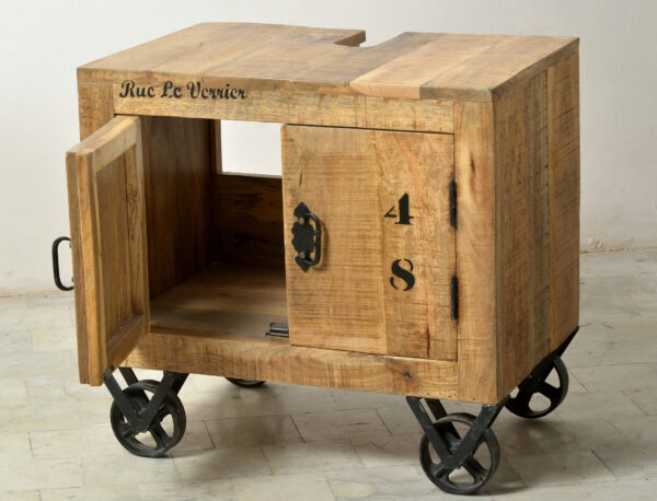Rustic Wooden & Iron Base Cabinet - Image 3
