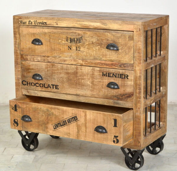 Rustic Wooden & Iron Drawer Chest - Image 2