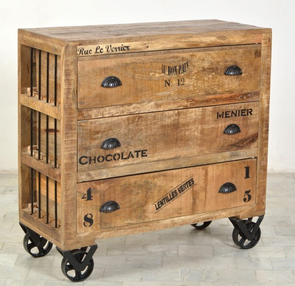 Rustic Wooden & Iron Drawer Chest - Image 3