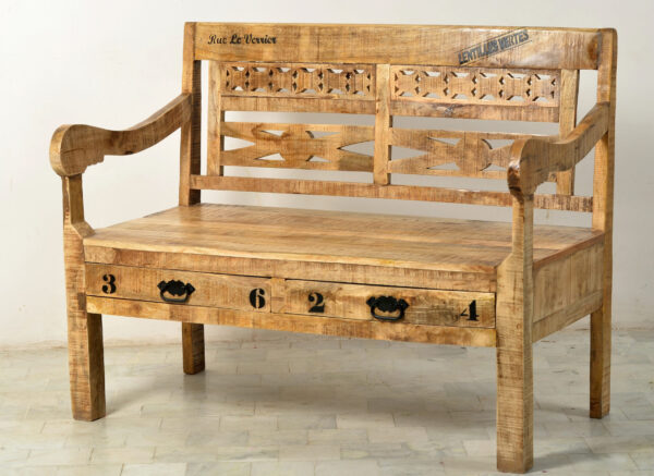 Rustic Wooden Bench with Storage - Image 2