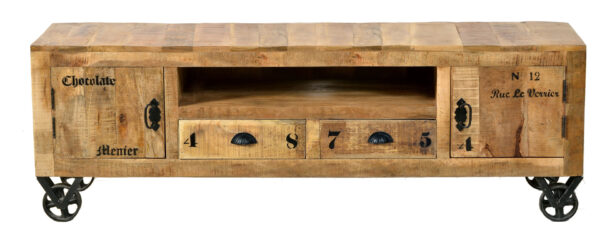 Rustic Wooden & Iron TV Board – Large - Image 3