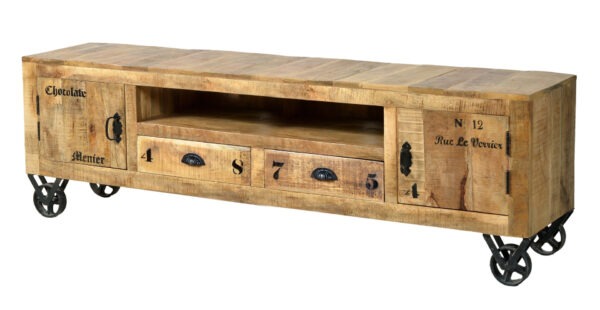Rustic Wooden & Iron TV Board – Large - Image 2