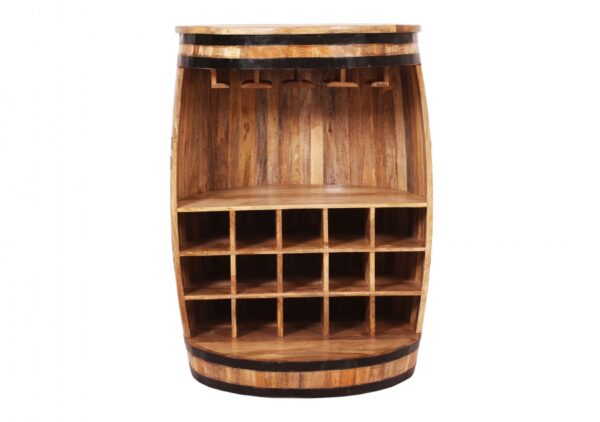 Rustic Barrel-Style Wooden Wine Rack - Image 4