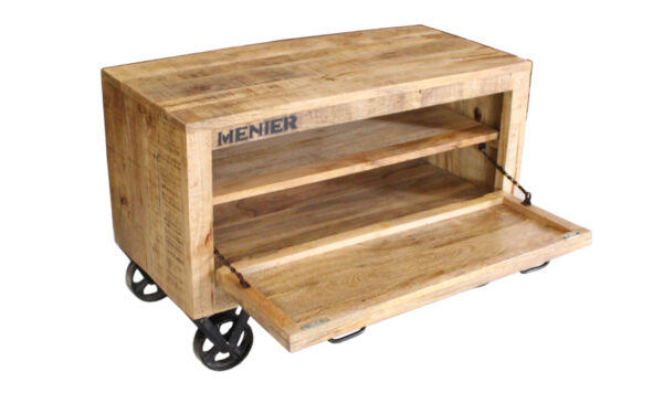 Rustic Chocolate Crate-Style Shoe Rack on Wheels - Image 3