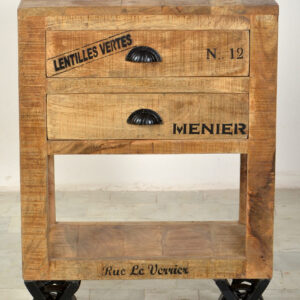 Rustic Rolling Storage Cabinet with Drawers