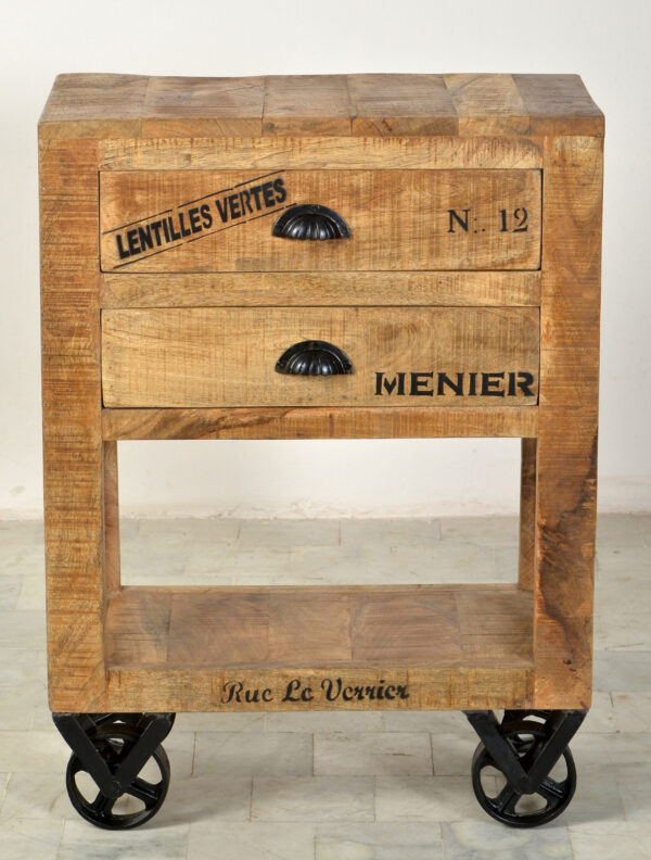 Rustic Rolling Storage Cabinet with Drawers