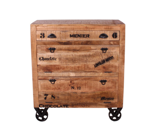 Rustic Rolling Shoe Rack with Drawers - Image 3
