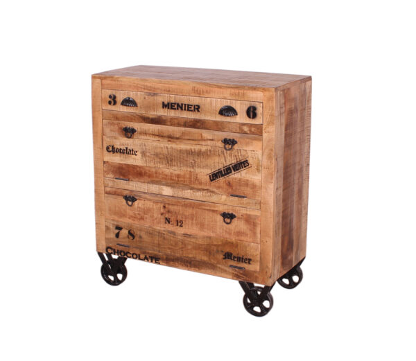 Rustic Rolling Shoe Rack with Drawers - Image 2