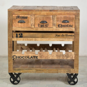 Wooden & Iron Wine Rack Cabinet