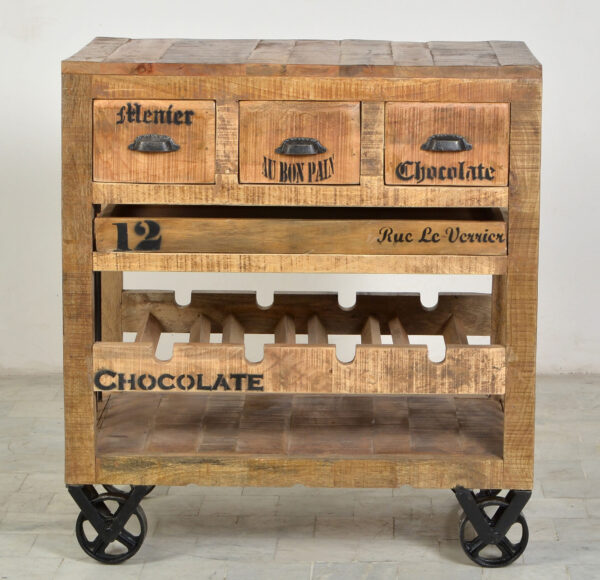 Wooden & Iron Wine Rack Cabinet