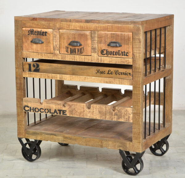 Wooden & Iron Wine Rack Cabinet - Image 2