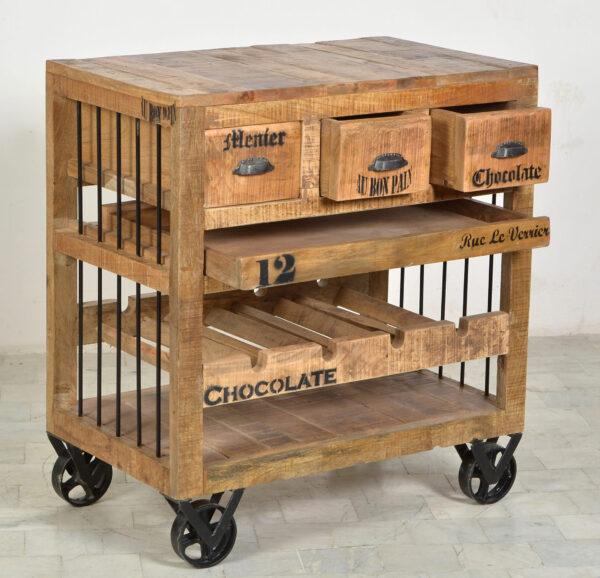 Wooden & Iron Wine Rack Cabinet - Image 3