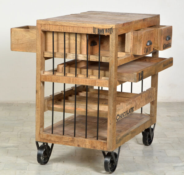 Wooden & Iron Wine Rack Cabinet - Image 4