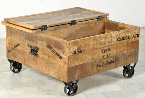 Drawer Wooden & Iron Coffee Table - Image 4