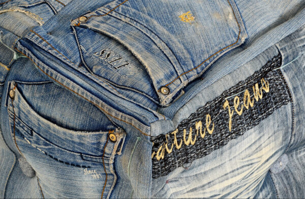 Round Denim Pouffe - Image 2