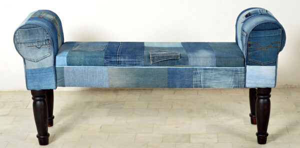 Upholstered Denim Bench - Image 3