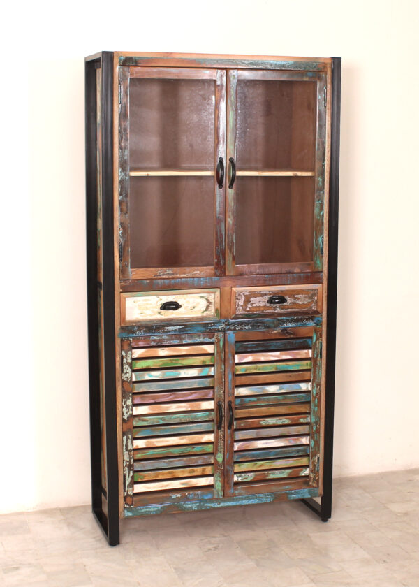 Rustic Display Almirah with Drawers - Image 2