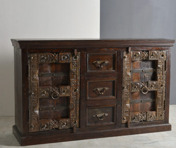 Handcrafted Wooden Sideboard with Carved Detailing - Image 2